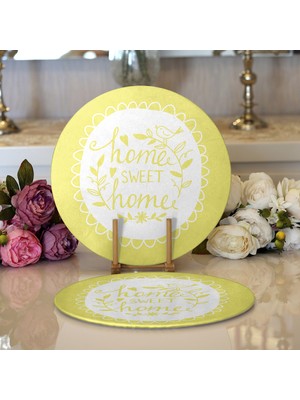 Realhomes 2'li Home Sweet Home Dijital Baskılı Modern Yuvarlak Servis Altlığı - Supla