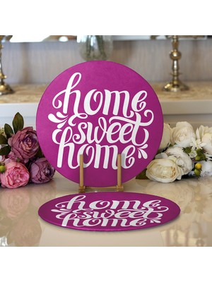 Realhomes 2'li Home Sweet Home Dijital Baskılı Modern Yuvarlak Servis Altlığı - Supla