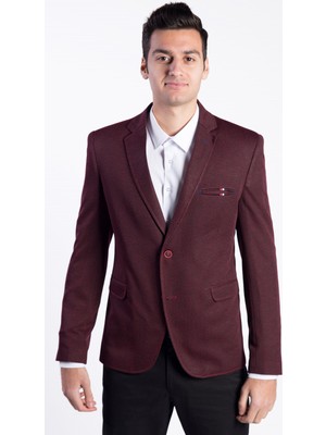 SPOSO  5102 Dar Kalıp Erkek Bordo Blazer Ceket