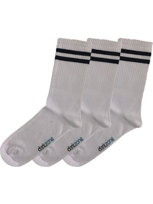 Darkzone Unisex 3'lü Beyaz Uzun Tenis Çorapı