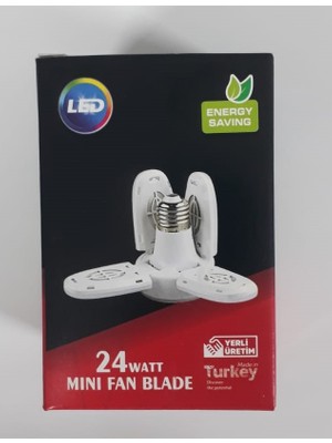 LED 24W Mını Fan Blade Beyaz Pervane Ampül