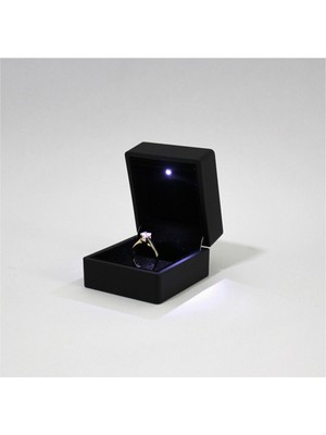 Entina LED Işıklı Pırlanta Yüzük Kutusu-Siyah Takı/mücevher Kutusu
