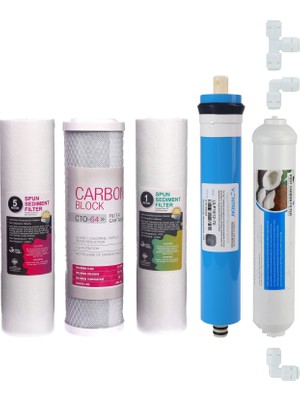 DS Natural Water Su Arıtma Cihazı Filtresi 5'li Filtre Seti Paket 5 Aşama Vontron Membran