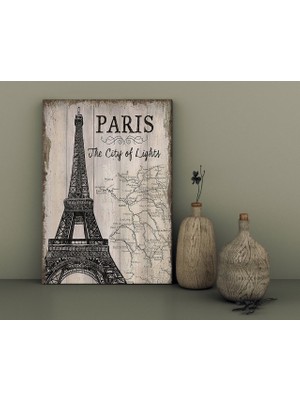 Bk Gift Vintage Paris Eiffel Tower Tasarımlı Kanvas Tablo 30X50CM-1