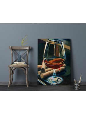 Bk Gift Cigars And Brandy Tasarımlı Kanvas Tablo 70X100CM-1