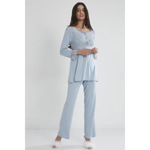 Pierre Cardin 1241 Kadın Penye Dantelli Pijama Takımı - Mist