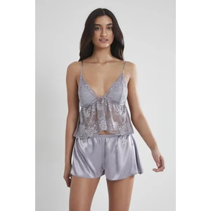 Pierre Cardin 450 Kadın Saten Dantelli Pijama Şort - Royal