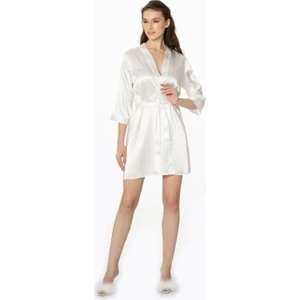 Pierre Cardin 1010 Kadın Saten Sabahlık - Ekru