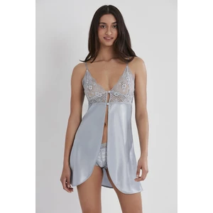 Pierre Cardin 632 Kadın Saten Dantelli Gecelik - Mist