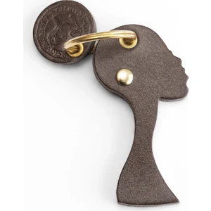 Kadın Figür Deri Anahtarlık Kahve Renk