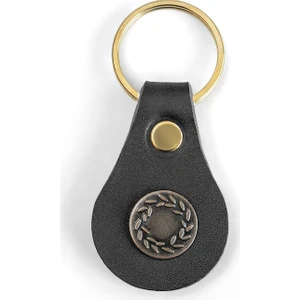 Klasik Stil No:9 Deri Anahtarlık Siyah Renk