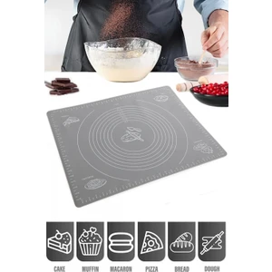 Tilbe Home Silpat Hamur Açma Silikon Çok Amaçlı Hamur  Açma Gri Renkli Büyük Boy