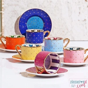 Kahve Fincan Takımı Elite (Renkli-Noktalı)