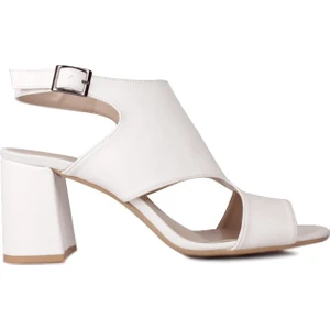 111300 468 Kadın Beyaz Topuklu Büyük & Küçük Numara Yazlık Ayakkabı