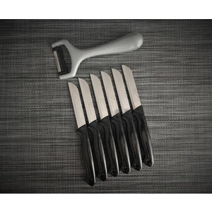 6'lı Meyve Bıçağı ve Soyacak Simli Siyah 7'li Set