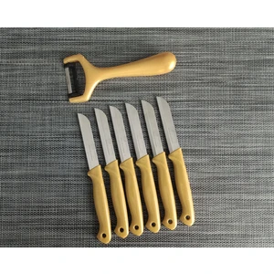 6'lı Meyve Bıçağı ve Soyacak  Simli Sarı 7'li Set