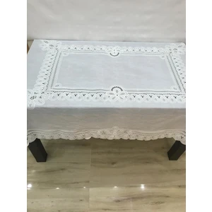 Yüksel Halime Fruşat Dantel Görünümlü Pvc Masa Örtüsü Beyaz