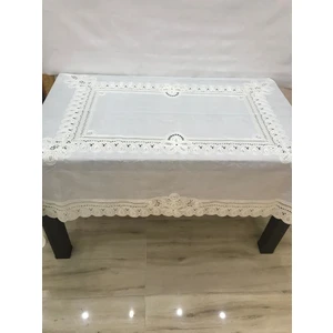 Yüksel Halime Fruşat Dantel Görünümlü Pvc Masa Örtüsü Krem