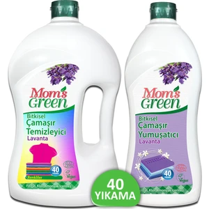 Mom's Green 2'li Set Mom's Green Bitkisel Çamaşır Temizleyici Renkliler 40 Yıkama  ve Yumuşatıcı Lavanta 40 Yıkama