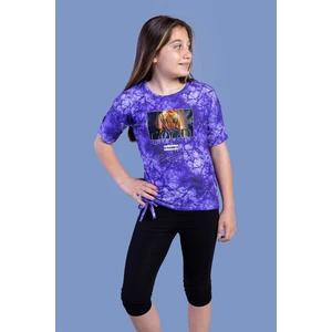 Toontoy Kids Toontoy Kız Çocuk Batik Desenli Baskılı Taytlı Takım