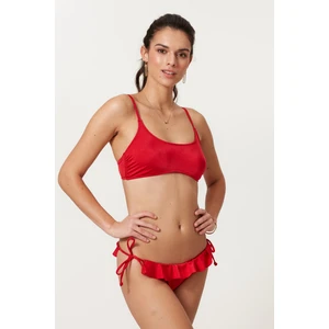 Pierre Cardin  Askılı Straplez Fırfırlı Bikini Takım 217389 Kırmızı