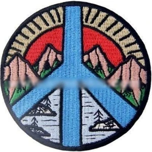 Sim Nakış Barış Işareti Dağ ve Nehir Nakış Işleme Arma Patch Peç