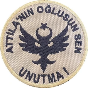 Sim Nakış Attila'nın Oğlusun Sen Unutma Nakış Işleme Arma Patch Peç