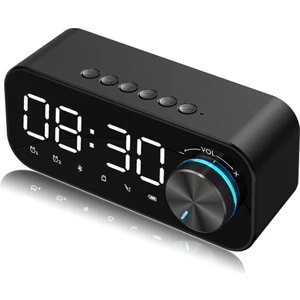 B126 Radyolu Çift Alarmlı Dijital Göstergeli Bluetooth 5.0 Çok Fonksiyonlu Şarj Edilebilir Hoparlörlü Masa Saati