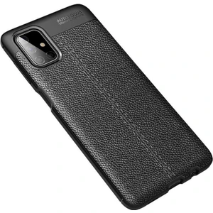 Case 4U Samsung Galaxy M51 Kılıf Rugan Armor Deri Görünümlü Yüksek Kalite Silikon Niss Siyah