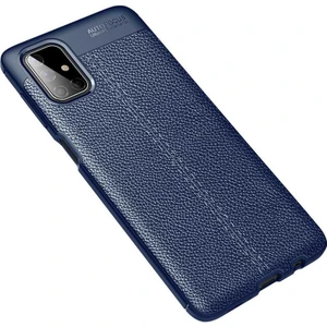 Case 4U Samsung Galaxy M51 Kılıf Rugan Armor Deri Görünümlü Yüksek Kalite Silikon Niss Lacivert