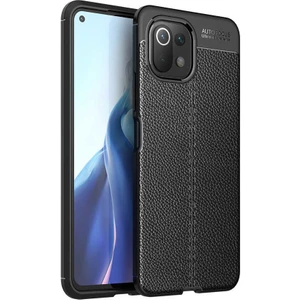 Case 4U Xiaomi Mi 11 Lite Kılıf Rugan Armor Deri Görünümlü Yüksek Kalite Silikon Niss Siyah