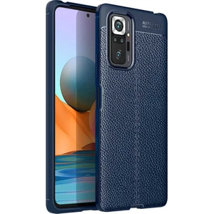 Case 4U Xiaomi Redmi Note 10 Pro Kılıf Rugan Armor Deri Görünümlü Yüksek Kalite Silikon Niss Lacivert