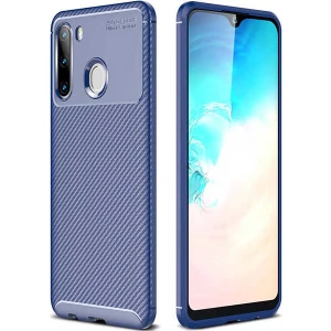 Case 4U A21 Uyumlu Kılıf Rugged Armor Karbon Desenli Lüx Negro Silikon Arka Kapak Lacivert
