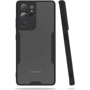 Case 4U Samsung Galaxy S21 Ultra Uyumlu Kılıf Kamera Korumalı Ultra Ince Buzlu Mat Renkli Parfe Silikon Kapak Siyah