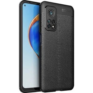 Case 4U Xiaomi Mi 10T Pro 5G Kılıf Rugan Armor Deri Görünümlü Yüksek Kalite Silikon Niss Siyah Siyah