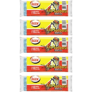 Büyük Boy Çöp Torbası 65x80 cm 10 lu Rulo x 5 Paket = 50 Adet Mavi