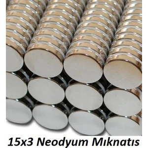 Dünya Magnet Mıknatıs, 15X3 Yuvarlak Süper Güçlü Neodyum Mıknatıs(15'li Paket)