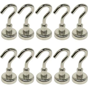 Dünya Magnet MIKNATIS;16MM Pot Mıknatıs - Güçlü Neodyum Askı Kanca Mıknatıs(5'li Paket)