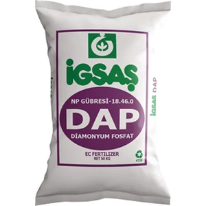 İGSAŞ DAP - %18N, %46 P2O5 DİAMONYUM FOSFAT 50 KG
TABAN GÜBRESİ