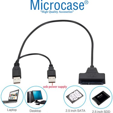Microcase USB 2.0 To 2.5 Inç Sata Power Destekli HDD SSD Fiyatı