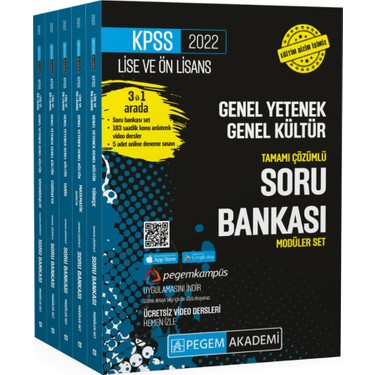 Pegem Akademi Kpss 2022 Lise Ve Onlisans Genel Yetenek Genel Kitabi