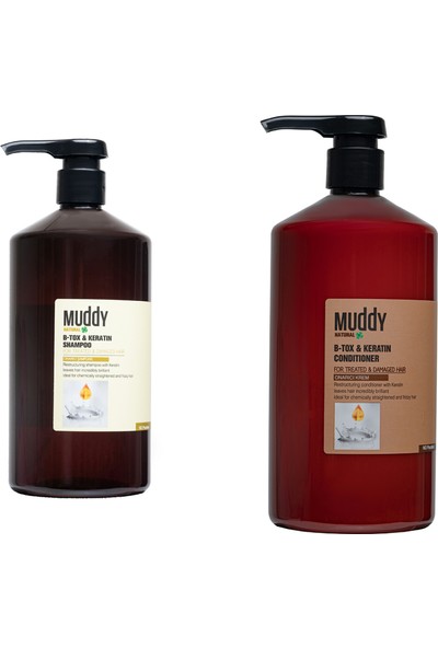 Muddy B-Tox & Keratin Onarıcı Şampuan 1000 ml + B-Tox & Keratin Onarıcı Krem 1000 ml