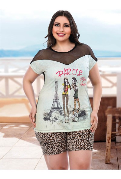 Lady Lingerie Büyük Beden Şortlu Pijama Takım