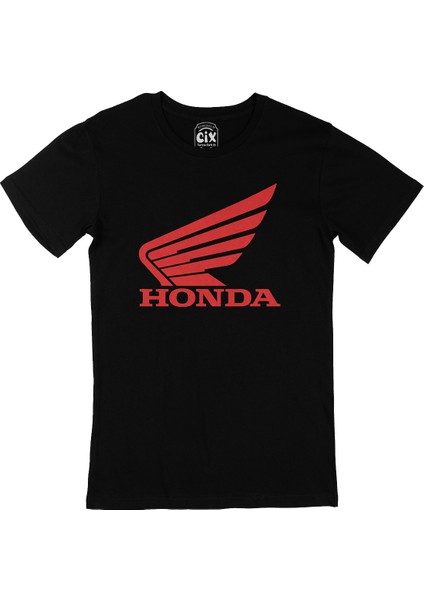 Kırmızı Honda Logolu Siyah Tişört