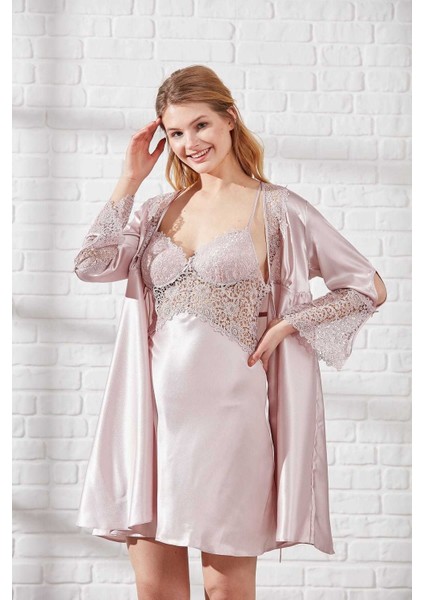 6625 Kadın Saten Altılı Çeyiz Seti - Inci