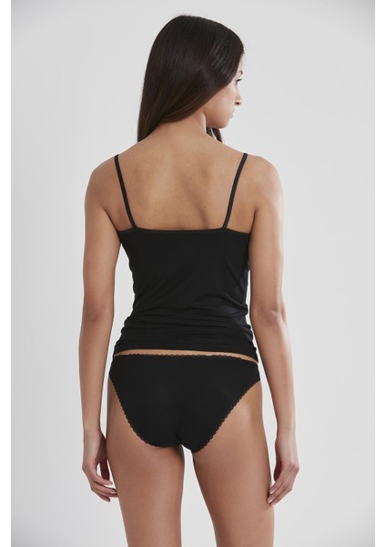 381 Kadın Dantelli Penye Atlet Külot Kaşkorse Set - Siyah modelleri