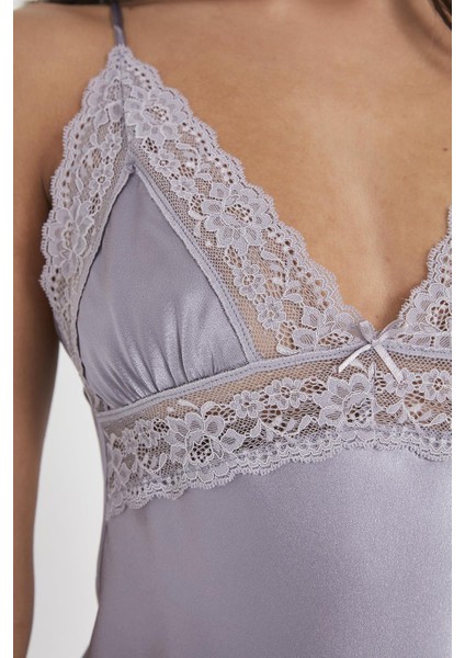 603 Kadın Saten Dantelli Gecelik - Royal modelleri