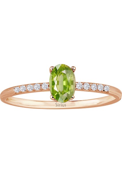 Pırlanta ve Oval Peridot Taşlı Yüzük 0417R0261