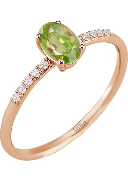 Pırlanta ve Oval Peridot Taşlı Yüzük 0417R0261