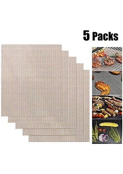 Mangal Barbekü Örtüsü PTFE Teflon® Örgü 5’li Paket 40x33 cm